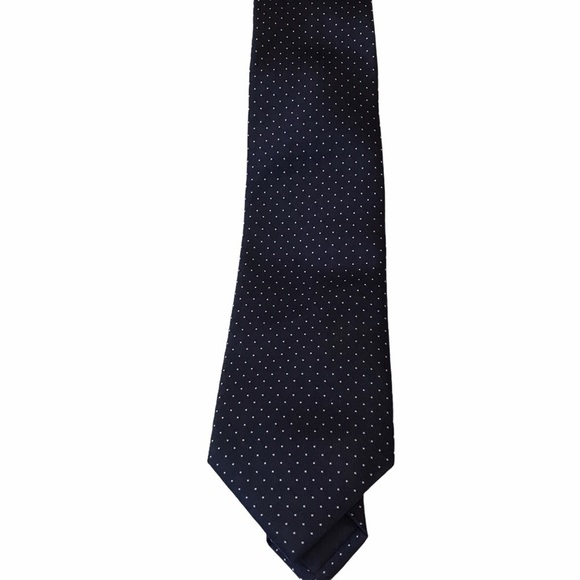 Charles Tyrwhitt Oxted Navy & White Pindot Hand Finished 100% Silk Tie - Picture 1 of 6